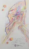Tête hurlante by Philippe Druillet, Crayon de couleur sur papier, portant dédicace du, sold Dec 2024