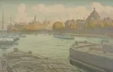 L'Institut et la Cité by Henri Rivière, 1900, Lithographie couleurs, sold Dec 2024