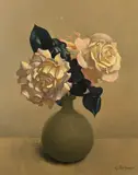 Les roses jaunes huile sur by Georges Rhoner, Toile, sold Dec 2024