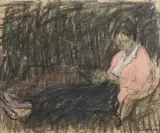 Femme lisant sur une méridienne by Jacques Truphémus, 1995, Fusain et pastel signé et daté, sold Dec 2024