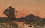 Coucher de soleil by Henri Harpignies, Aquarelle, sold Dec 2024