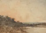 Paysage by Henri Harpignies, 1912, Aquarelle, sold Dec 2024