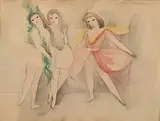 Les trois ballerines by Marie Laurencin, Aquarelle et encre sur papier, sold Dec 2024