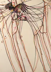 La glu chaude, la cigogne et ses cigogneaux, série Rhizomes, 1997-1999 by Gérard Fromanger, 1997, Pastel et café sur papier marouflé sur toile, sold Dec 2024