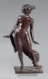 Jeune femme nue au voile by Boris Frödman-Cluzel, Épreuve en bronze patiné, sold Dec 2024