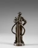 Paveur avec un chapeau Étude pour l'un des travailleurs du Monument aux ouvriers by Jules Dalou, Épreuve en bronze patiné, sold Dec 2024