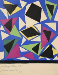 Composition pour le centenaire de l’imprimerie Mourlot by Henri Matisse, 1953, Lithographie en couleurs sur papier, sold Jun 2025