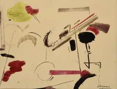 Composition abstraite by Youla Chapoval, Encre et aquarelle sur papier, sold Jun 2025