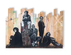 Sans titre by Jef Aérosol, 2012, Acrylique, peinture aérosol et pochoir sur palissade de bois, sold Dec 2024