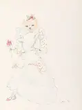 La princesse chat by Léonor Fini, Encre et crayon sur papier, sold Nov 2024