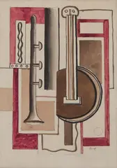 Composition à la Mandoline et à la trompette by Fernand Léger, 1925, Aquarelle et crayon sur papier, sold Nov 2024