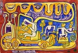 Automobiliste au visage décomposé mais souriant by Yvon Taillandier, 1992, Gouache sur papier, sold Nov 2024