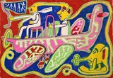 Deux personnages dans un avion by Yvon Taillandier, Gouache sur papier, sold Nov 2024
