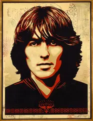 George Harrison, 2014 - HPM by Shepard Fairey, Technique mixte et collage sur fond sérigraphique, sold Jun 2024