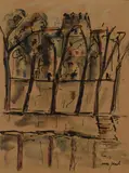 Les quais de seine by Max Jacob, Lavis d’encre et aquarelle sur papier, sold May 2024