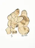 Couple by Gaston Chaissac, Encre, lavis d’encre et collage sur papier, sold May 2024