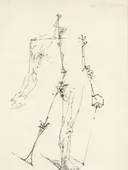 Dessin automatique – homme debout, c. 1925 by André Masson, Encre de Chine et crayon sur papier, sold May 2024