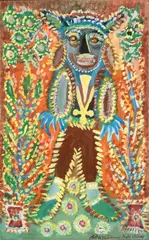 Composition au personnage by Anselme Boix-Vives, Aquarelle et gouache sur panneau, sold May 2024