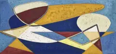 Composition by James Pichette, 1953, Gouache sur papier, sold May 2024