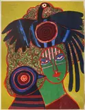 Portrait Imaginaire by Guillaume Corneille, 1981, Lithographie en couleurs sur papier, sold Apr 2024