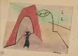Personnage dans la ville by Léopold Survage, 1927, Aquarelle sur papier datée et signée en bas à droite, sold Feb 2024
