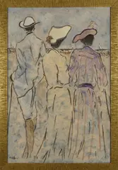 Figures sur la plage by Henri Saint Clair, Gouache sur papier signé en bas à gauche, sold Feb 2024