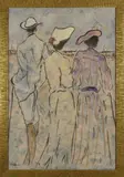 Figures sur la plage by Henri Saint Clair, Gouache sur papier signé en bas à gauche, sold Feb 2024