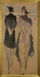 Deux personnages sur la plage by Henri Saint Clair, Gouache et encre sur papier kraft signé en bas à droite, sold Feb 2024