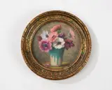Bouquet d'anémones by Ernest Filliard, Aquarelle sur papier, ronde, sold Apr 2026