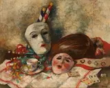 Nature morte aux masques, mandoline et cartes à jouer by Paul-Elie Gernez, Pastel et rehauts de gouache sur papier, sold Apr 2026