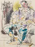 Portrait d'homme assis by Gen Paul, 1959, Crayon de cire et pastel sur papier, sold Apr 2026