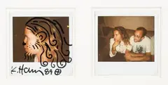 Isabelle Pasco de profil, en lion by Keith Haring, 1989, Photographie polaroid rehaussée au marqueur noir, sold Apr 2026