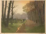 Chemin en lisière de forêt by Louis Marie Henri R. Prat, Aquatinte en couleurs sur papier, sold Mar 2026