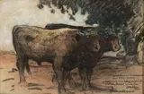Deux bœufs by Fernand Maillaud, Pastel sur papier, sold Mar 2026