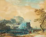 Marine côtière by Alexandre Noël, Aquarelle gouache, sanguine, sold Sep 2024