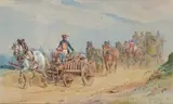 La diligence by Charles Cooper Henderson, Aquarelle (Rousseurs), sold Sep 2024