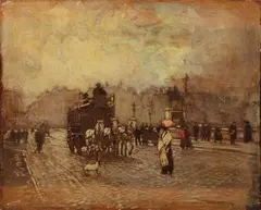 Fiacre sur le pont Neuf by Amédée-Julien Marcel-Clément, Panneau, sold Sep 2024