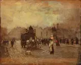 Fiacre sur le pont Neuf by Amédée-Julien Marcel-Clément, Panneau, sold Sep 2024
