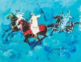 Fantasia by Hassan El Glaoui, Gouache signée en bas à droite, sold Sep 2024