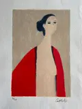 Christine au kimono rouge by Bernard Cathelin, Lithographie signée en bas à droite et numérotée, sold Jun 2024