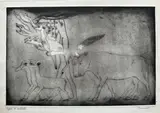 Trois hommes, sept oies, sept gazelles..., 1948 Série «La Bible by Anton Prinner, Eau-forte et aquatinte signée en bas à droite, épreuve d'artiste en bas à gauche, sold Jun 2024