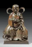 Sans titre by Immortel Taoïste Chine - Dynastie Ming, Bronze Figuré assis en bronze à patine brune, vêtu d'une robe dont la broderie de dragon d, sold Jun 2024