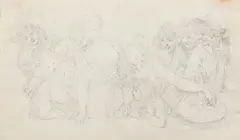 Personnages au balcon by Jean-Honoré Fragonard, Crayon noir, sold Jun 2024