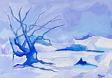 Arbre bleu en hiver by Paolo Salvati, 2011, Aquarelle sur papier, sold Nov 2025