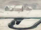 Sans titre - Ferme en hiver by Rafał Malczewski, Aquarelle, sold Jan 2026