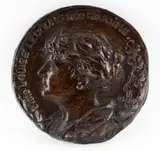 Mme Louise Lecours née Higins by Ozias Leduc, Bronze à patine brune, sold Jan 2026