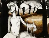 Sans titre - Nu dans le jardin by Luc Archambault, Encre et aquarelle sur papier, sold Jan 2026