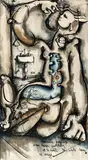Ton ventre paysage mon désir quoitidien et te hante toi, seule dans ta cage by Luc Archambault, Encre et aquarelle sur papier Œuvre non-signée, sold Jan 2026