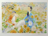 Mère et enfant dans un jardin fleuri by Le Pho, Lithographie sur Velin Arches, sold Sep 2020