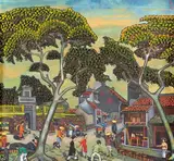 La vieille ville de Hanoï et l'ancienne by Suzanne Bonnal de Noreuil, 1928, Gouache sur carton encadrée, sold Sep 2020